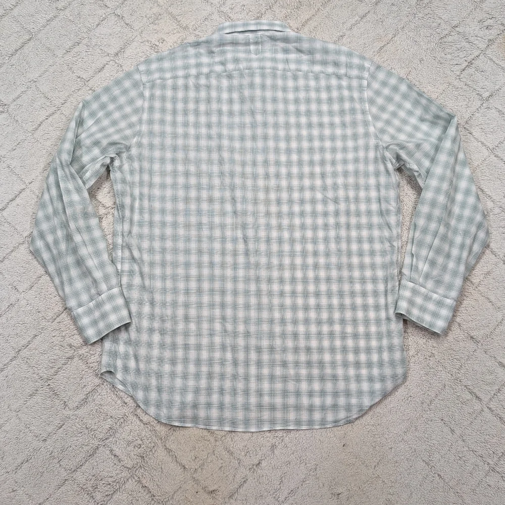 Canali Shirt Mens XL Green Check Cotton Ombre Sport Button Up Long Sleeve Office
